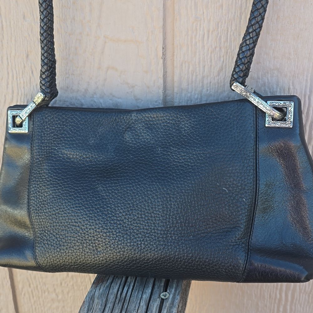 Brighton Black Leather Satchel Handbag | Classic Chic